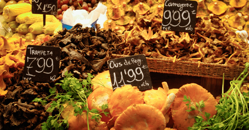 Mushrooms Being Sold in a Store