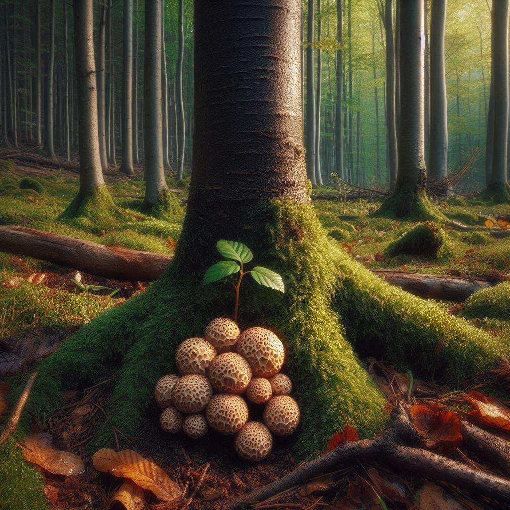 truffles growing from tree